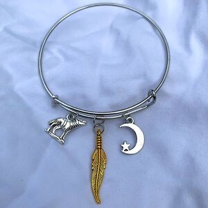 Brand New! Handmade! Adjustable Charm Bangle Bracelet!